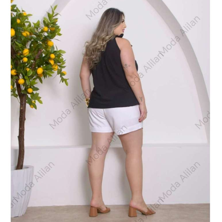 Blusa Regata Feminina Gola Alta Coleção Social Plus Size R11