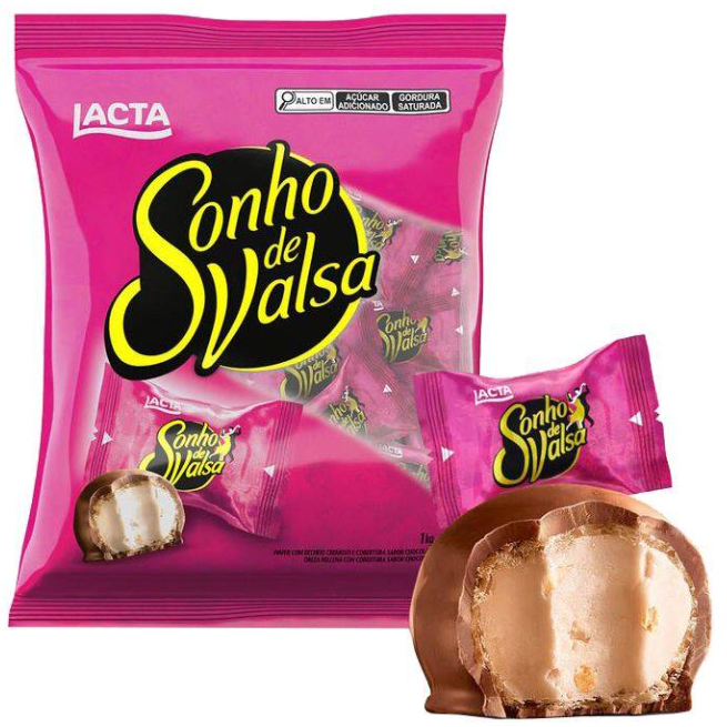 Pacote de Bombom Chocolate Sonho de Valsa - ao Leite 1kg Lacta