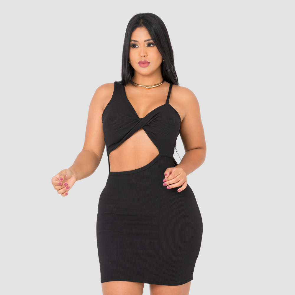 Vestido Feminino com Recorte Curto com Bojo Moda Feminina  e Elegante Ruby