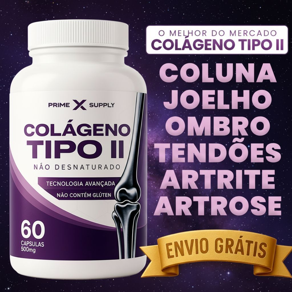 Colágeno Tipo 2 Com 60 Cápsulas Não Desnaturado Alívio nas Articulações PrimeX