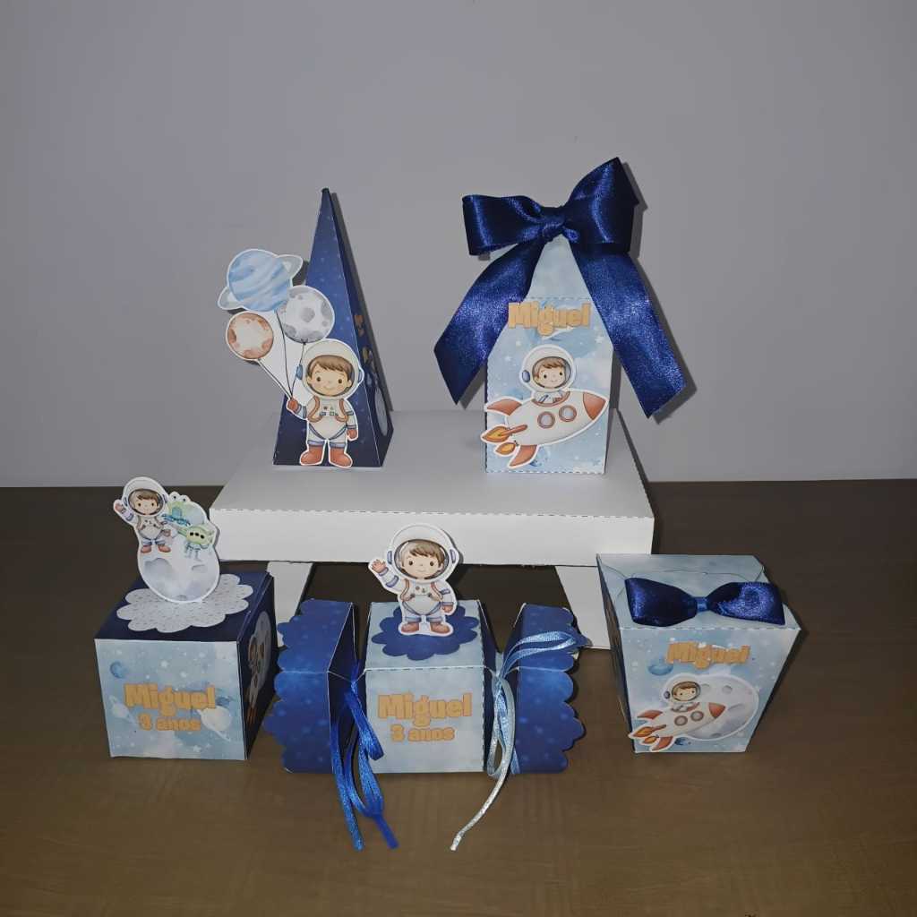 Kit Festa Astronauta - Caixinhas Personalizadas Astronauta - Lembrancinhas Personalizada - Papelaria Personalizada