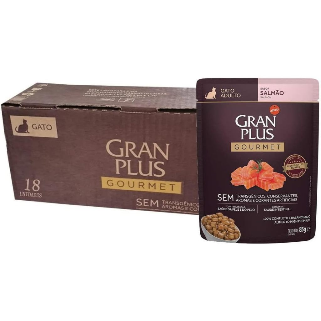 Sachê GranPlus Gourmet p/ Gatos Alimento Úmido - Caixa c/ 18 un 85g– Sabores Diversos e Trato Urinário - Validade Longa em Oferta na Shopee