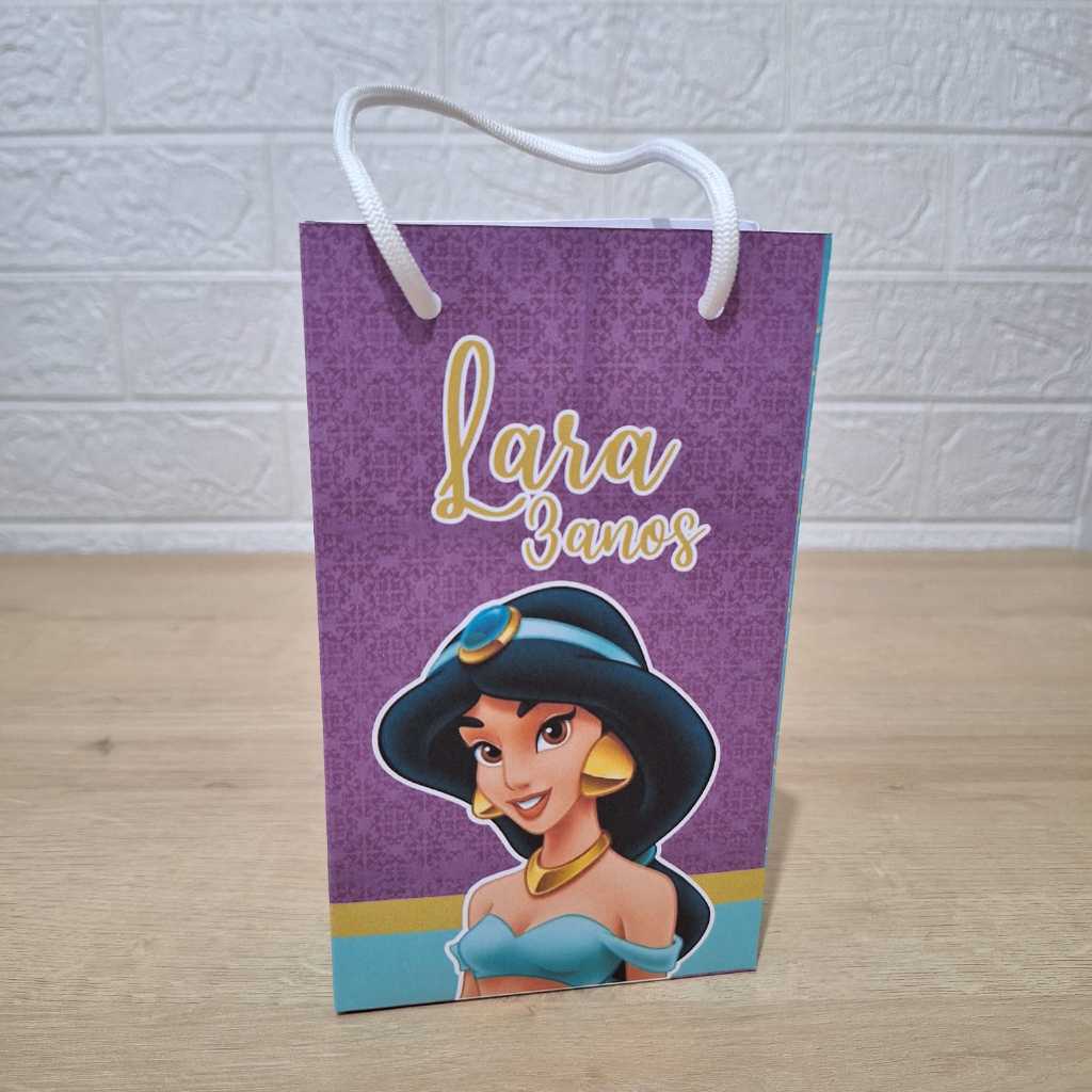 Sacolinha Personalizada Princesa Jasmine  PEGUE E MONTE - Sacola Personalizada Suspresa - Lembrancinhas