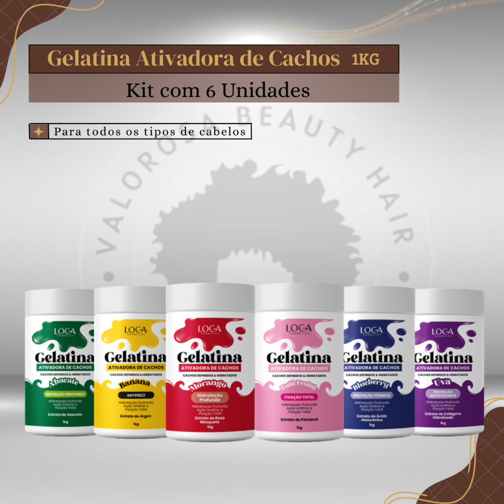 Kit Revenda 6 Unids - Gelatina Ativadora de Cachos 1kg - Loca Cosmetics em Oferta na Shopee
