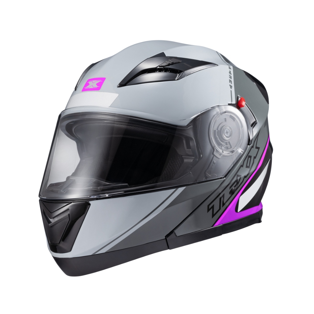 Capacete Robocop Gladiator V3 Articulado Com Viseira De Sol Cinza E Rosa Texx Tamanho 62