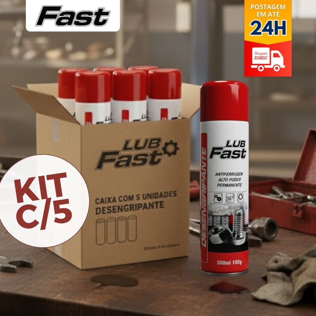 Oleo Desengripante Contra Ferrugem Spray Lub Fast 300ML - Kit C/ 05 UNIDADES