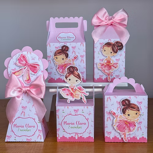 KIT FESTA - PRÉ MONTADO / TEMA:  BAILARINA - Caixinhas Personalizadas para Lembrancinha de Aniversário