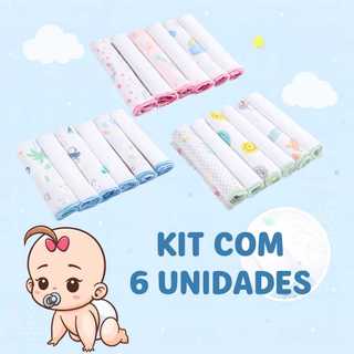 Kit 6 Unidades Paninho De Boca 30x30 Fralda De Boca Paninho De Bebê