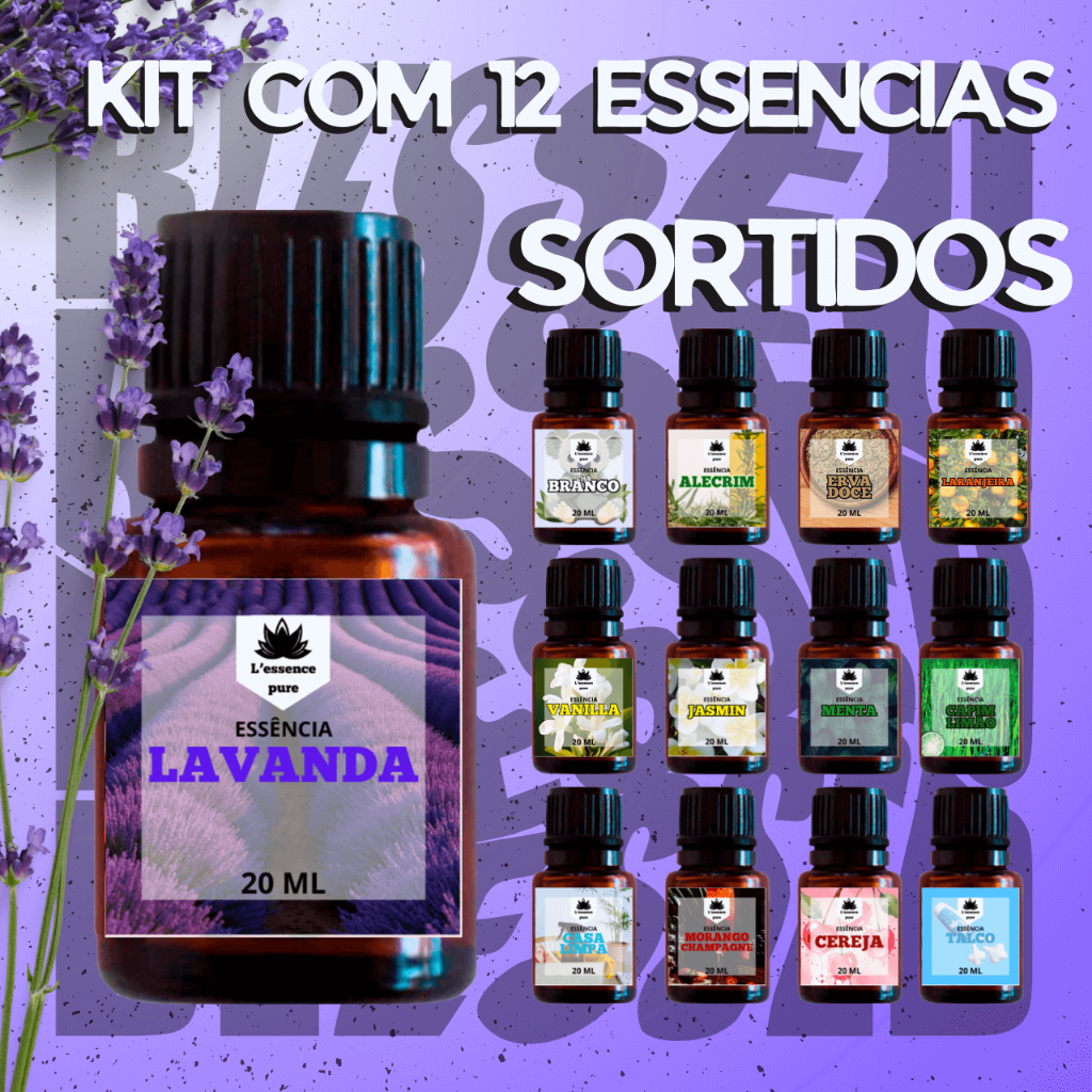 Kit com 12 Essências para Aromatizador e Umidificador Elétrico, +33 Aromas Exclusivos | Kit Verão