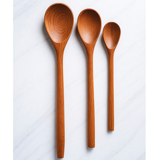 Kit 3 Colheres De Pau Madeira Maciça Polida - Utensílios De Cozinha - Envio Imediato