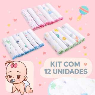 Kit 12 Unidades Toalha De Boca 30x30 Paninho Para Bebê Paninho De Boca