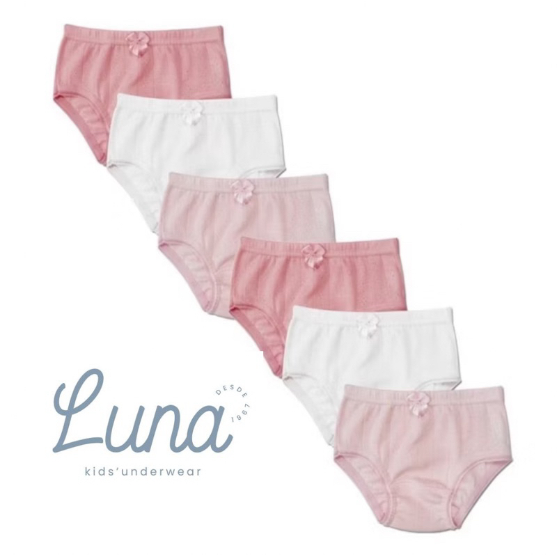 Kit 6 Calcinhas Antialérgica Infantil Menina Tons Pasteis 100% Algodão - Marca Luna