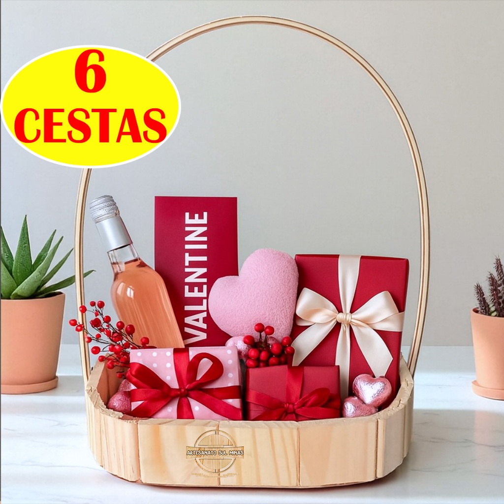 Kit 6 Cesta Oval 22cm De Madeira Cestinha Fraldeira Oval Cesta Dia do Pais Cesta Dia das Mães Cesta Natal Pascoa