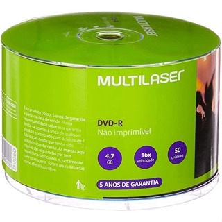 50 Unidades DVD-R Multilaser - 4,7 GB - 16x - Com Logo em Oferta na Shopee