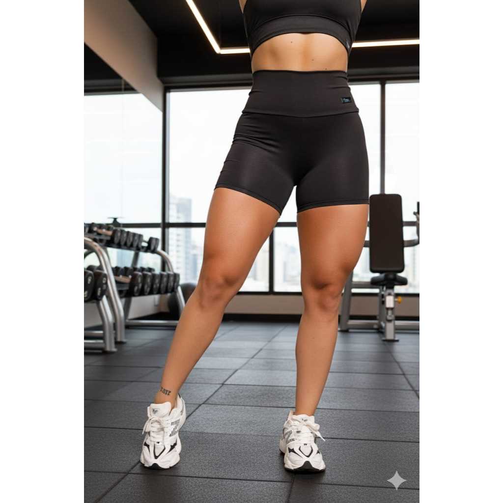 Short Meia Coxa Feminino Cintura Alta Academia Fitness Esportivo Tecido Grosso Não Fica Transparente.