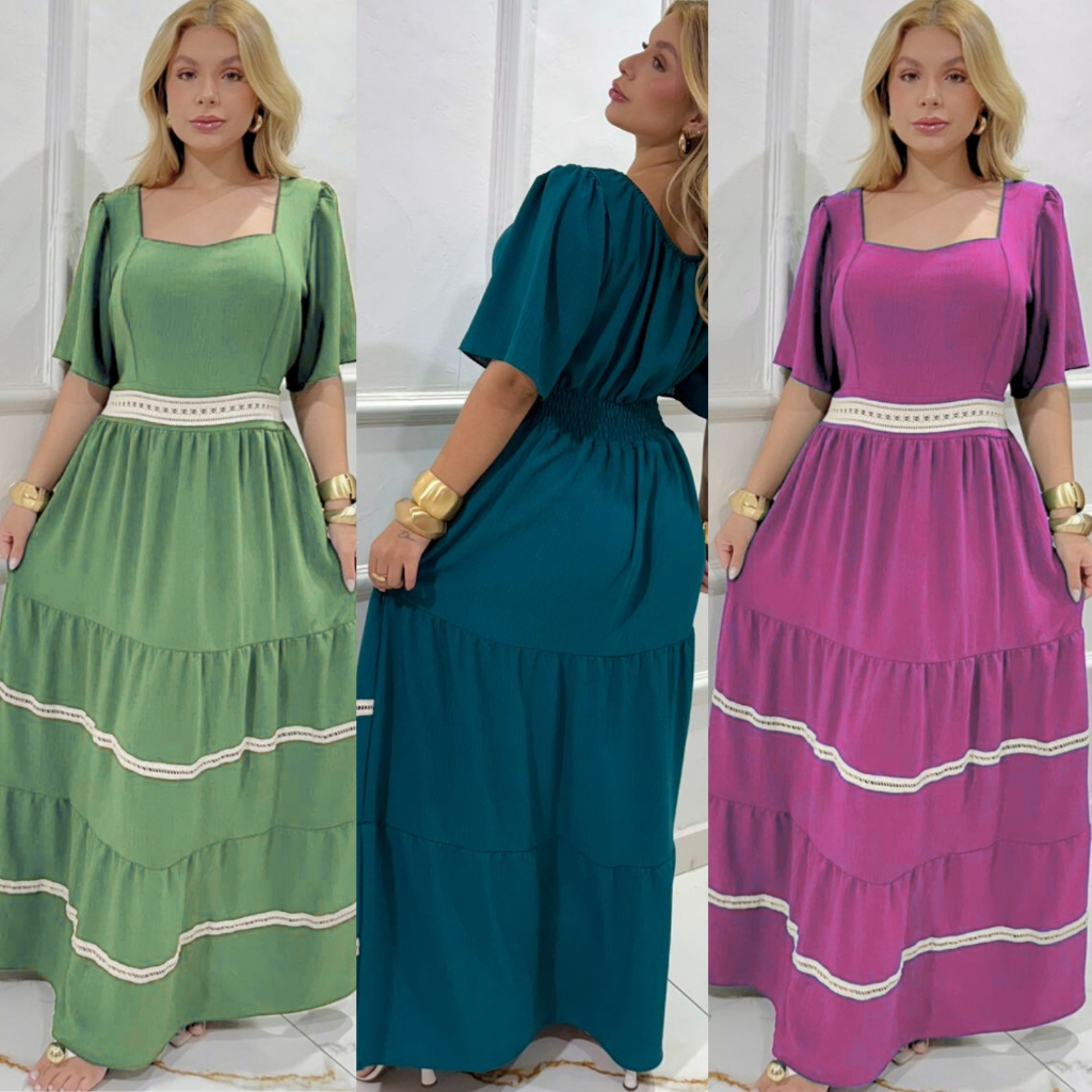 Vestido Feminino Plus Size com Renda 3 marias Evangelico Luxo Elegancia Forrado em Oferta na Shopee