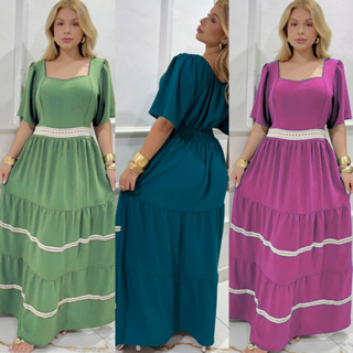 Vestido Feminino Plus Size com Renda 3 marias Evangelico Luxo Elegancia Forrado em Oferta na Shopee