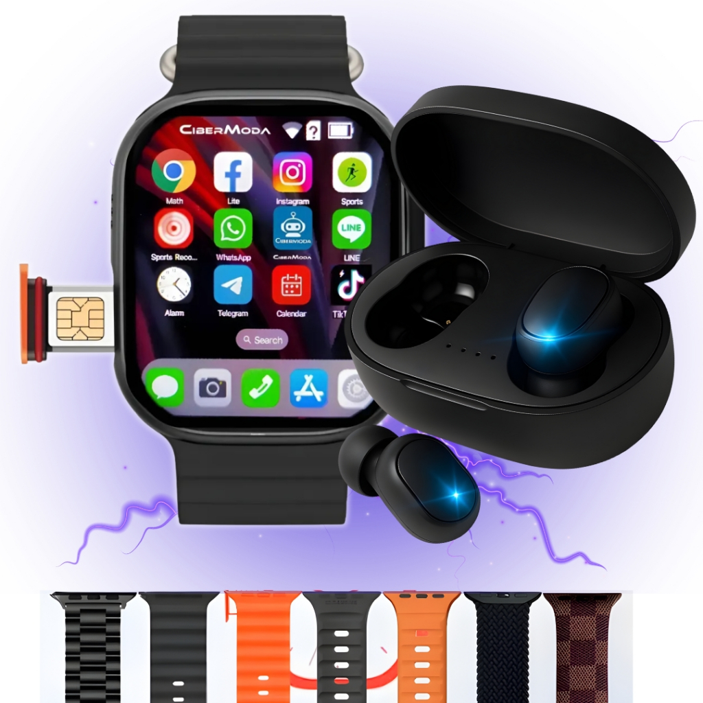 Smartwatch Celular De Pulso Ultra 64gb Android 5g Gps Brinde 7 Pulseiras Fone De Ouvido Bluetooth 5.3