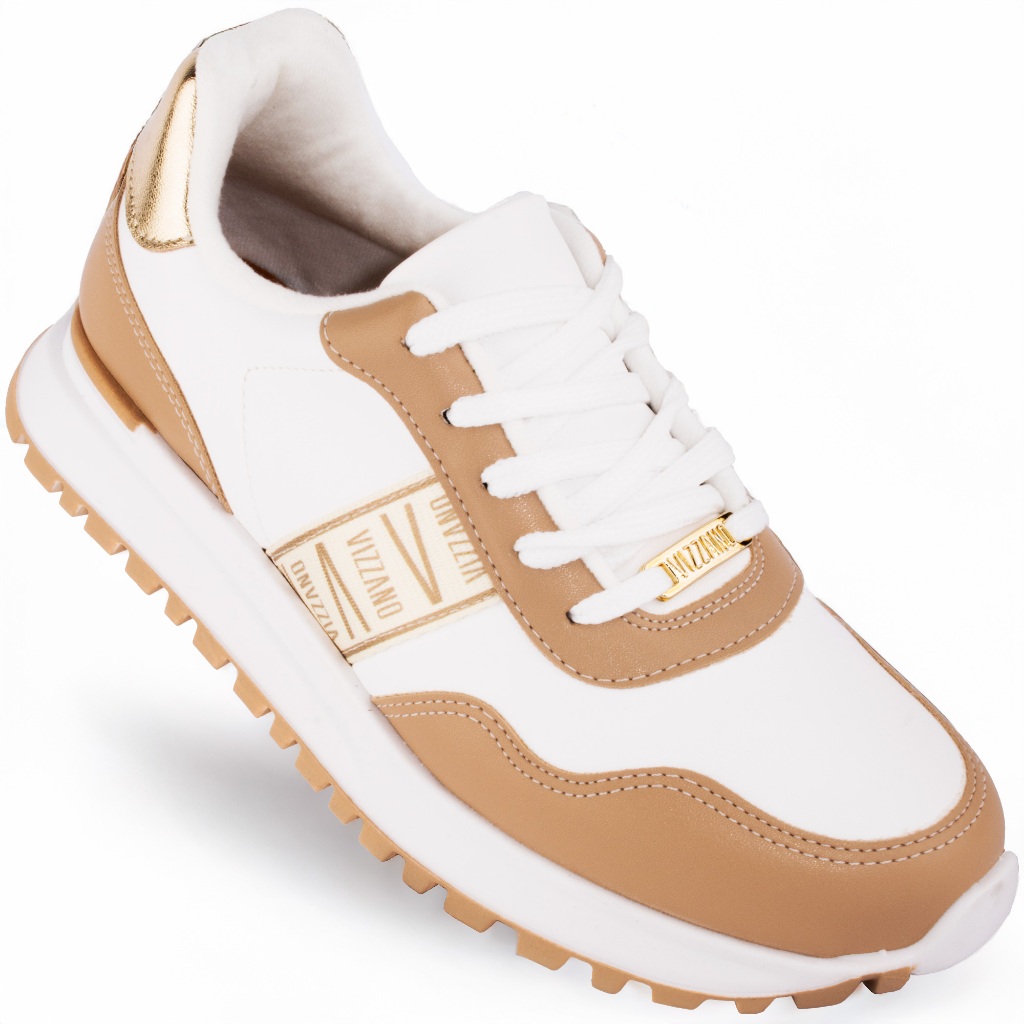 Tênis Vizzano Feminino Faixa V Confortável Original 1429-103 Dourado em Oferta na Shopee