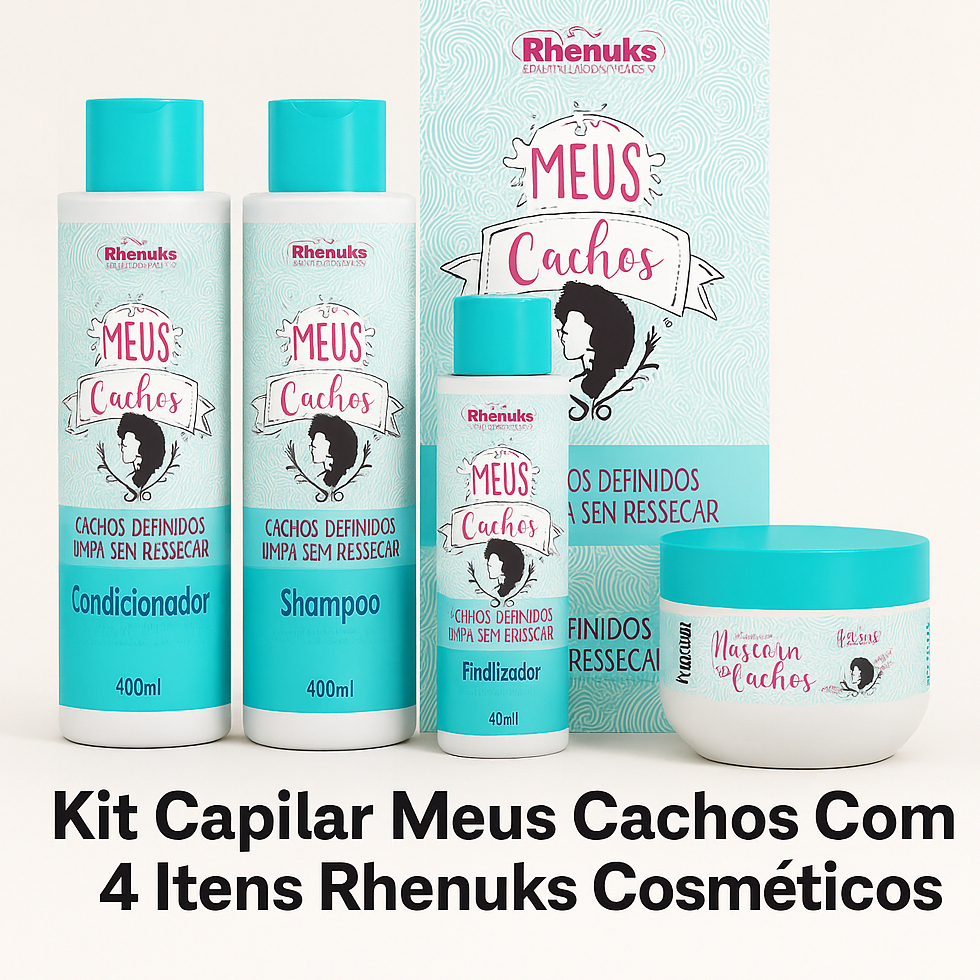 Kit Capilar Meus Cachos Rhenuks – Shampoo, Condicionador, Máscara e Finalizador em Oferta na Shopee
