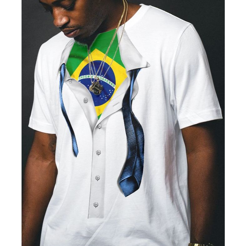 Camiseta Poliéster Brasil Copa do Mundo / Camisa Times / T-Shirt Futebol