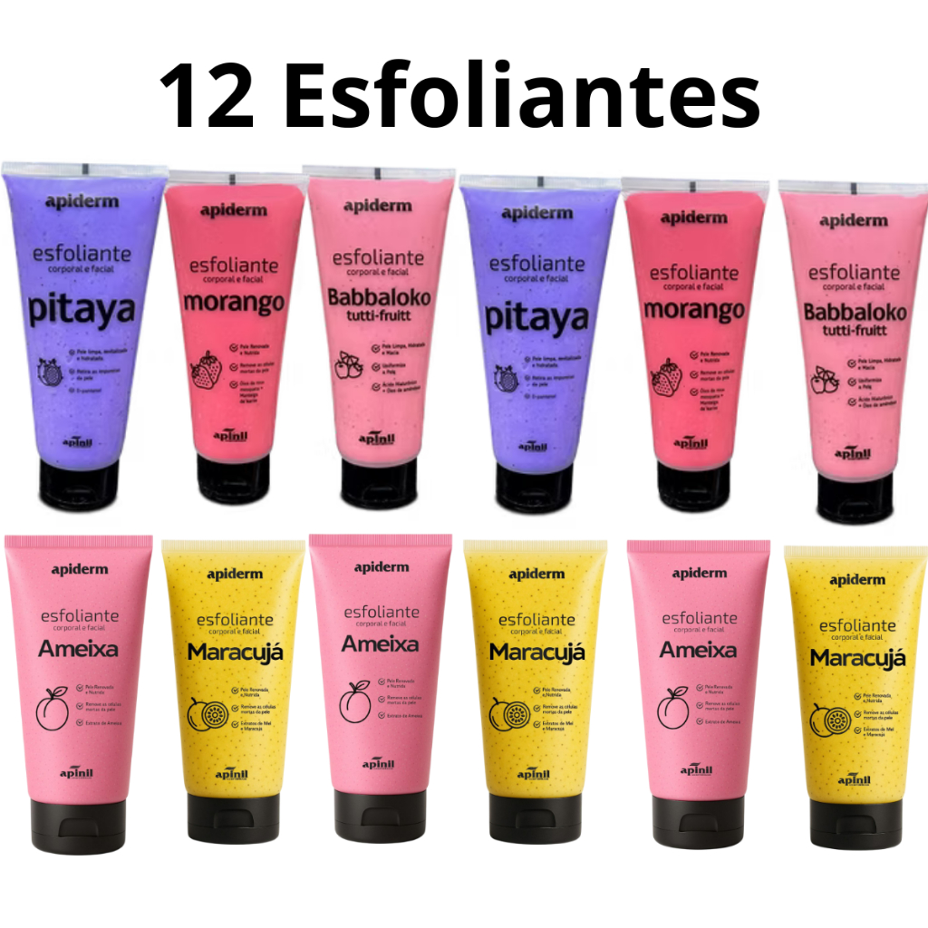 Kit 12 Esfoliante Corporal e Facial 190g Apinil
