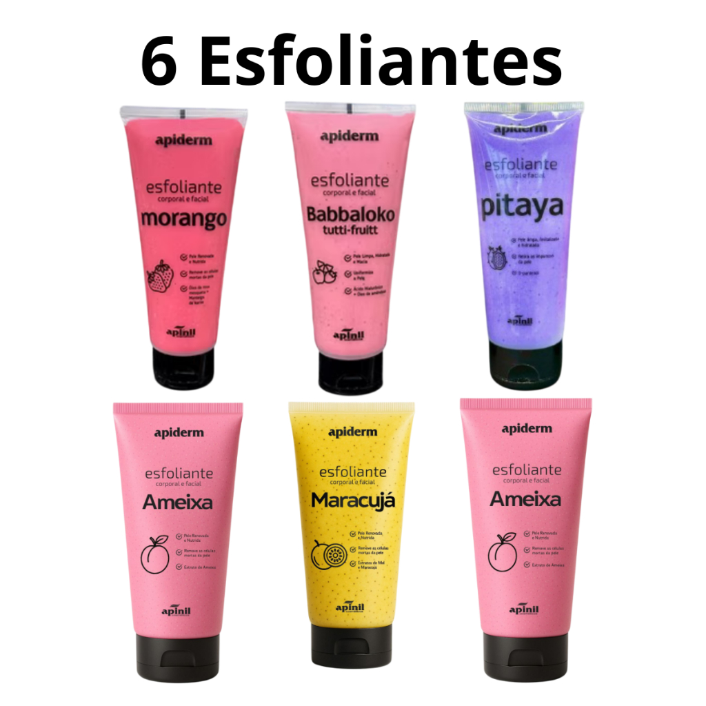 Kit com 6 Esfoliantes Corporal e Facial 180g Apinil