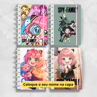 CADERNO INTELIGENTE  DE DISCO  SPY X FAMILY - MINI, P, M, G e (G de 10 MATÉRIAS) - COM NOME em Oferta na Shopee