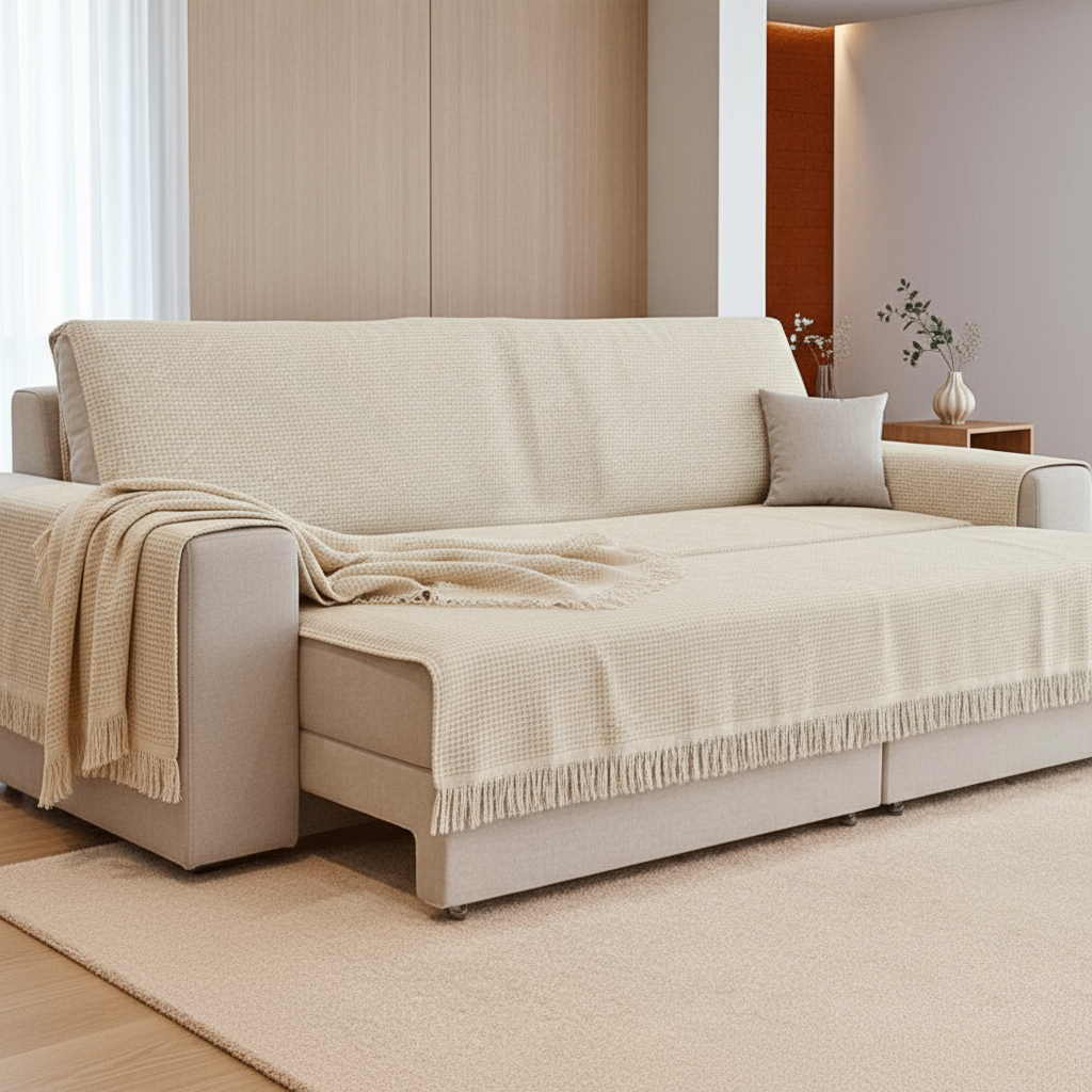 Manta Sofá Super King Gigante 4,00 X 1,80m Decorativa E Capa Protetora 100% Algodão Artesa...