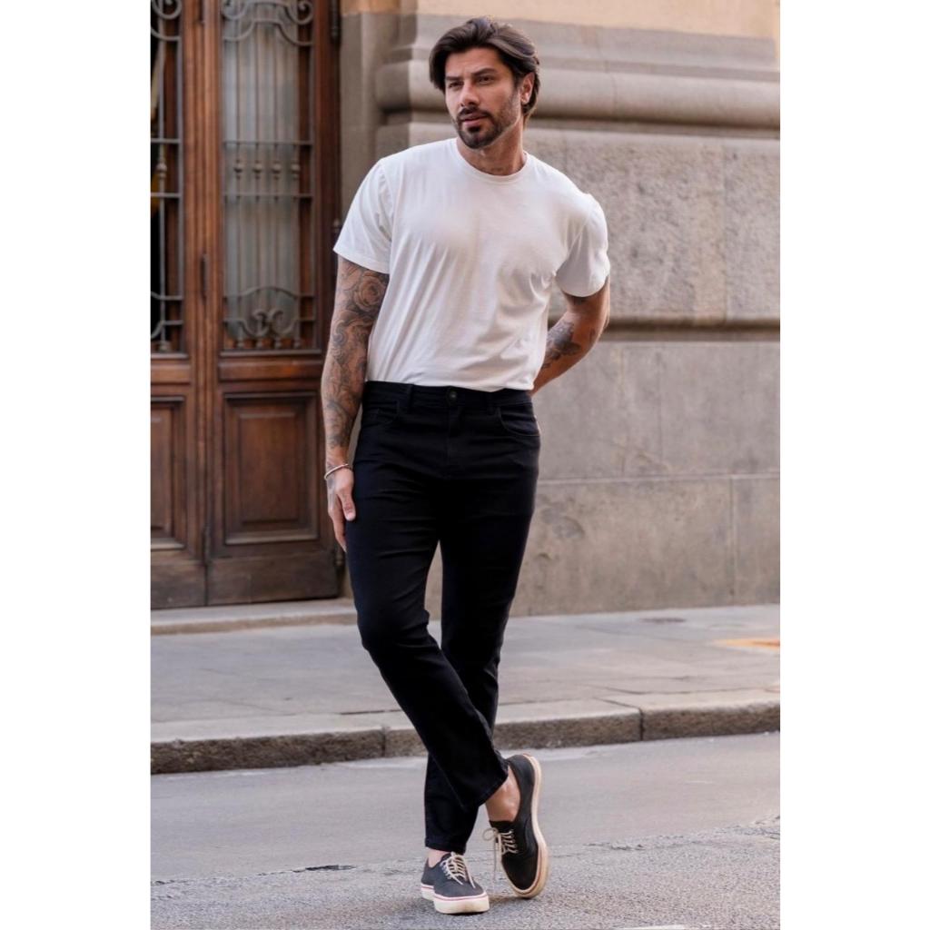 Calça Skinny Biotipo Masculina Sarja Preto