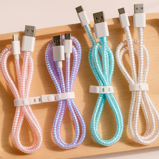 Protetor de Cabo de Carregador 140cm (1,4M) Espiral Perolado Proteção Organizador Caracol Colorido Brilho em Oferta na Shopee