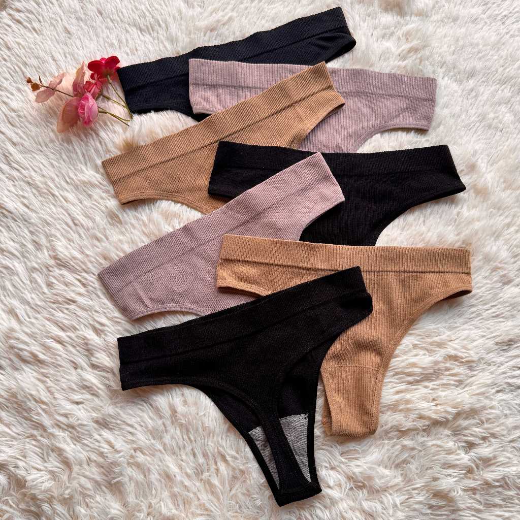 Kit Calcinhas Fio Canelada Conforto Poliamida Lingerie Importada Tanga Não Marca Super Confortável em Oferta na Shopee