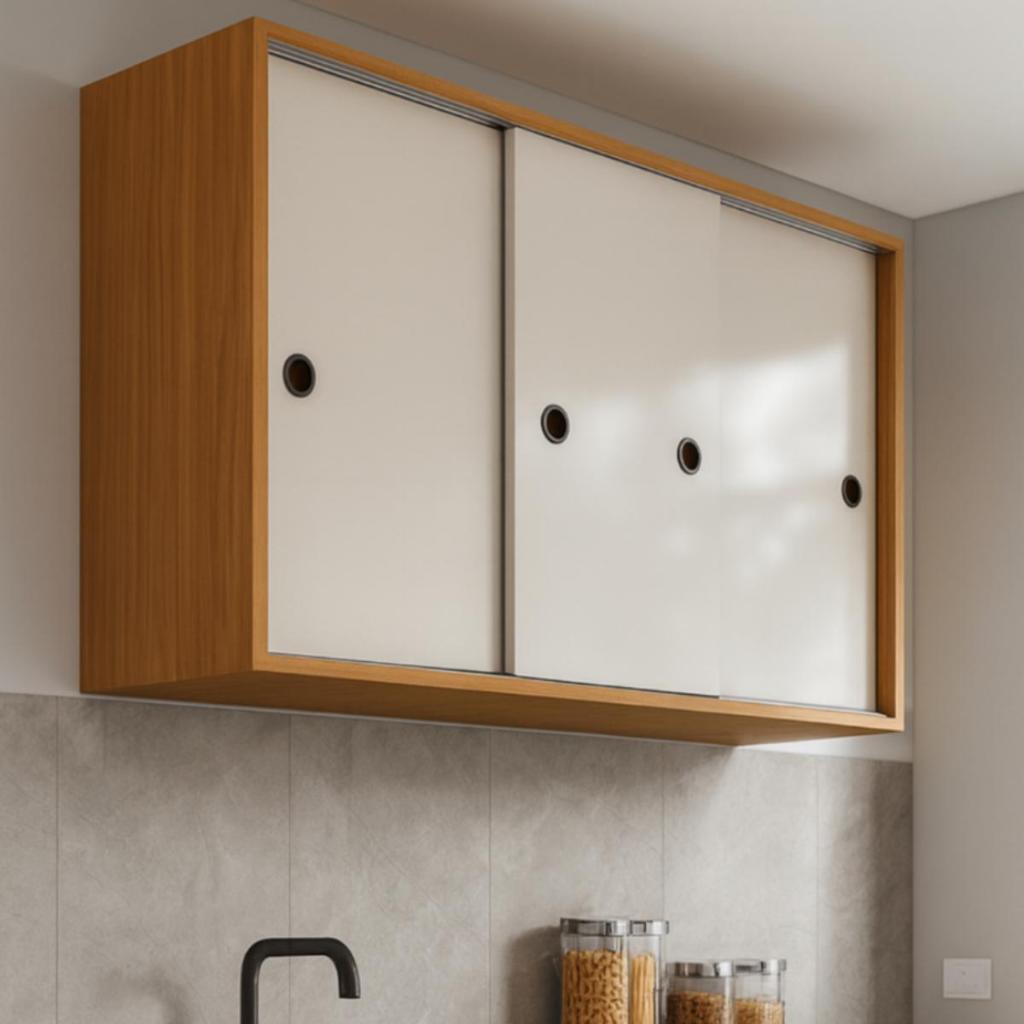 Gabinete de Cozinha com Tres Portas de Correr Balcão Cozinha com Amplo Espaço Interno em Oferta na Shopee