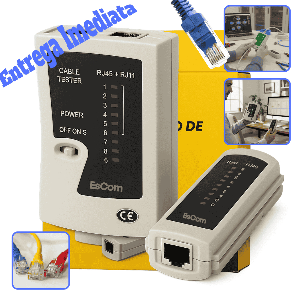 Testador De Cabo De Rede Rj45 Lan Cat5 Cat6 Rj11 Telefonia 8 Vias UTP Entrega Imediata