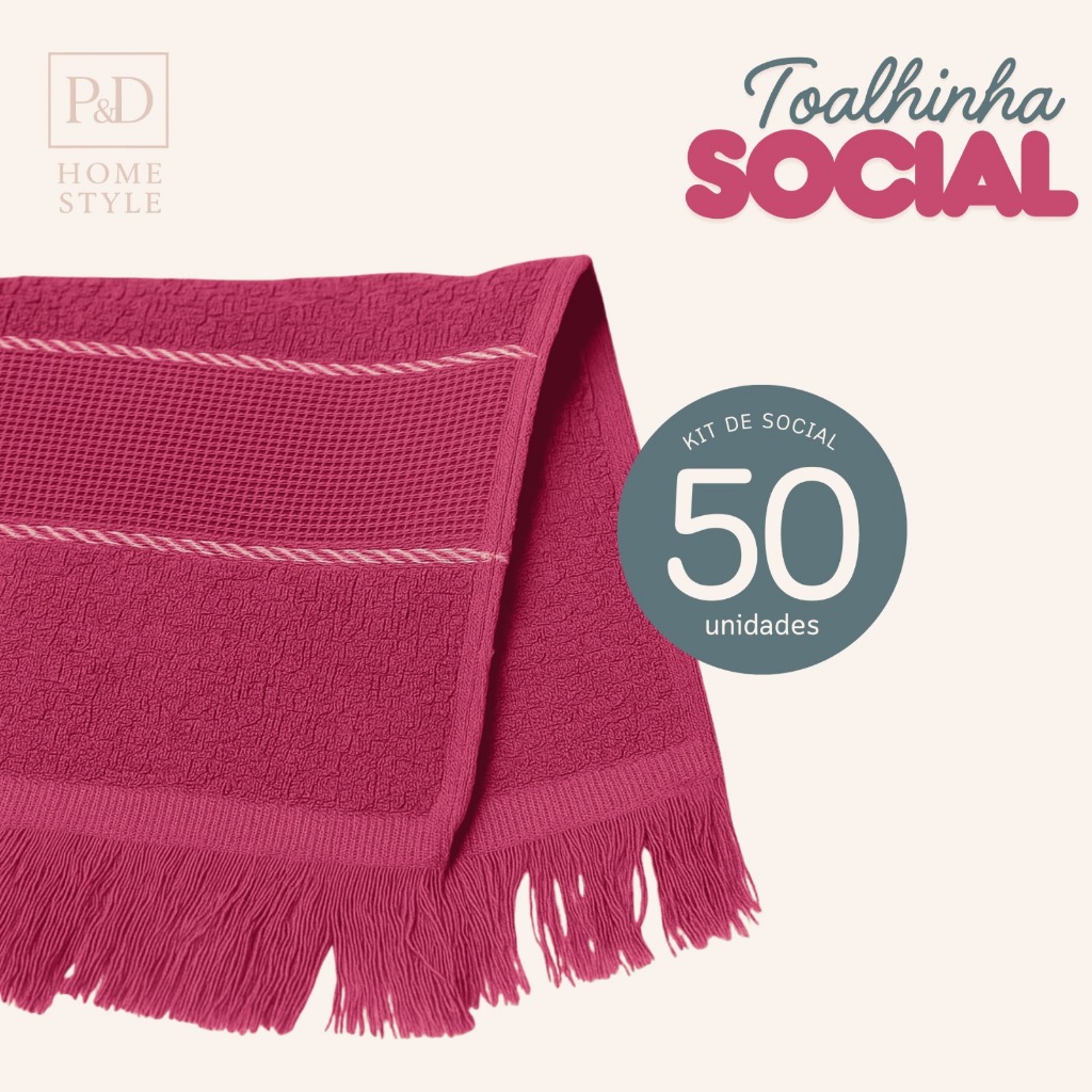 KIT COM 50 UNIDADES DE TOALHA DE MÃO SOCIAL ATACADO 20x30CM - ALGODÃO  - PARA BRINDE