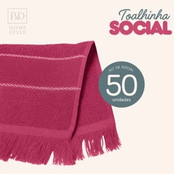 Kit Com 50 Unidades De Toalha De Mão Social Algodão Atacado Várias Cores 20x30 cm