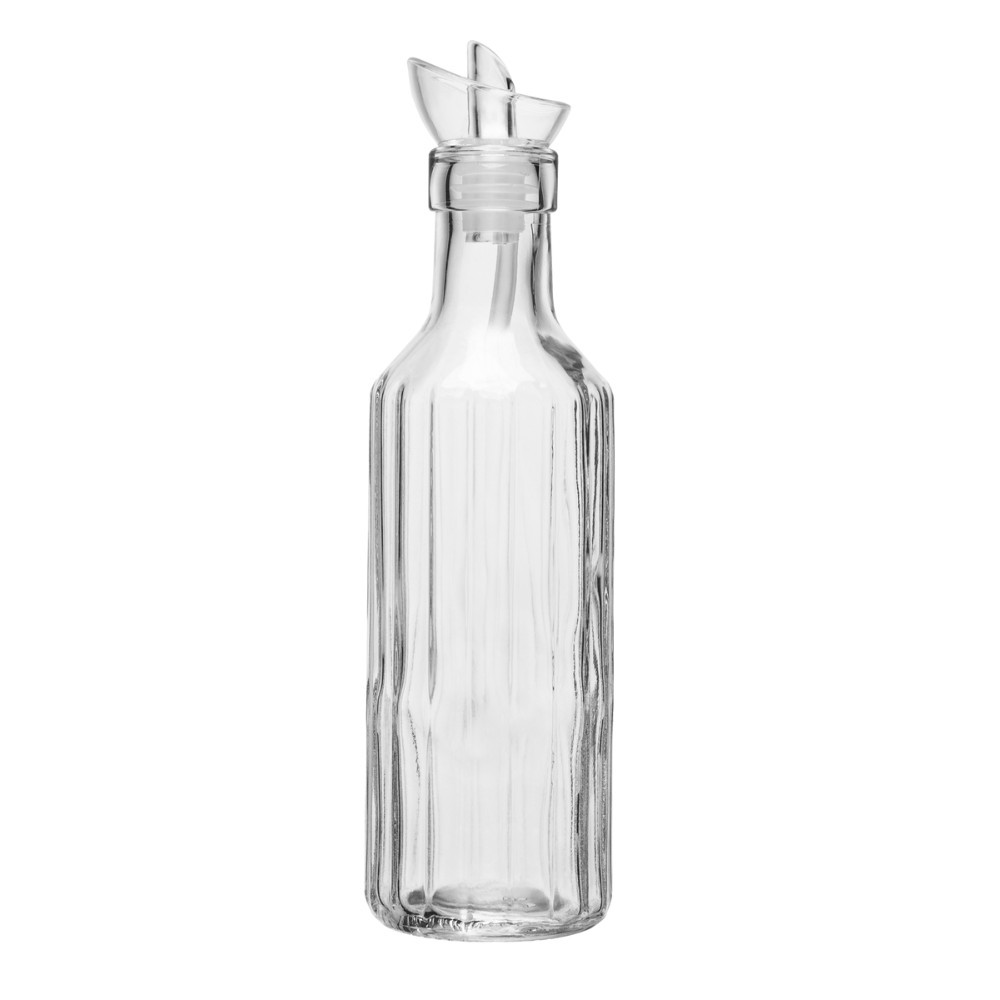Galheteiro Canelado 250ml em Cristal Luxo para Azeite e Vinagre Tampa dosadora