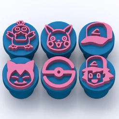 Kit 6 Carimbos - Carimbos para Doces/Brigadeiro Pokemon