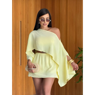 Conjunto 3 Peças Short Saia Dunas Com Cropped E Capa em Oferta na Shopee