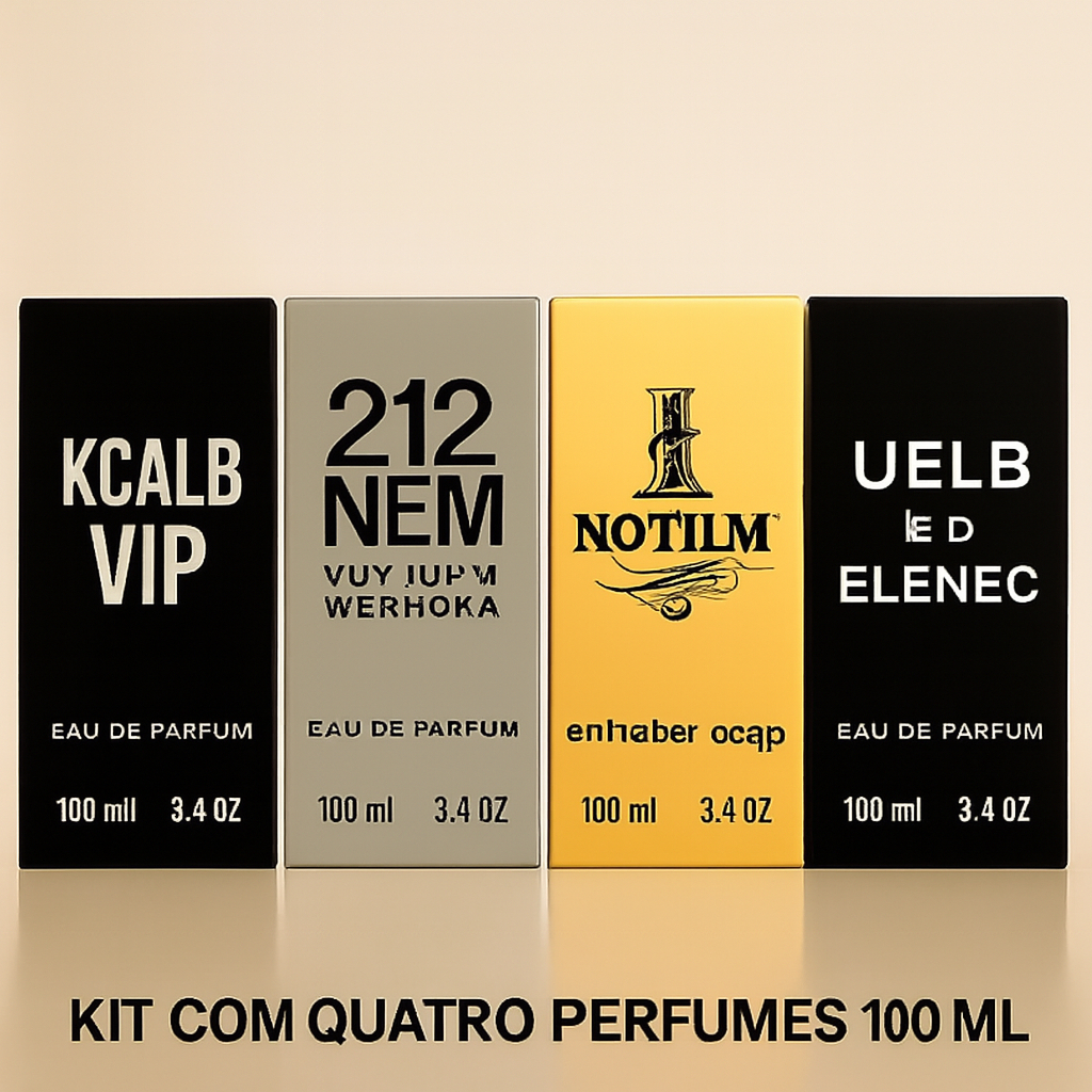 KIT 4 Perfumes Masculinos Promoção Especial  Frascos em Vidro 100ml