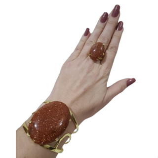 CONJUNTO PEDRA DO SOL ANEL + BRACELETE BANHADOS A OURO 18K SEMIJOIA em Oferta na Shopee