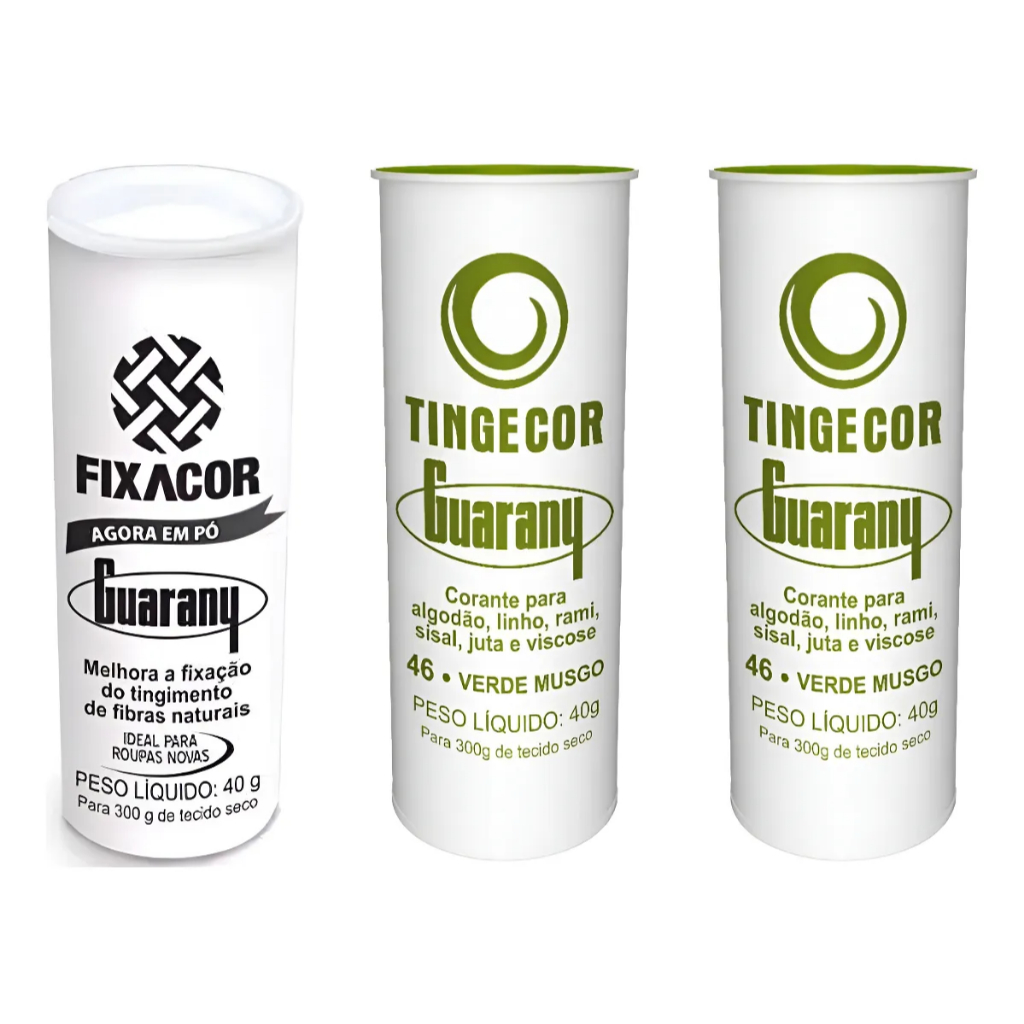 Kit 2 Corante De Roupas Verde Musgo + Fixacor Guarany 40g em Oferta na Shopee