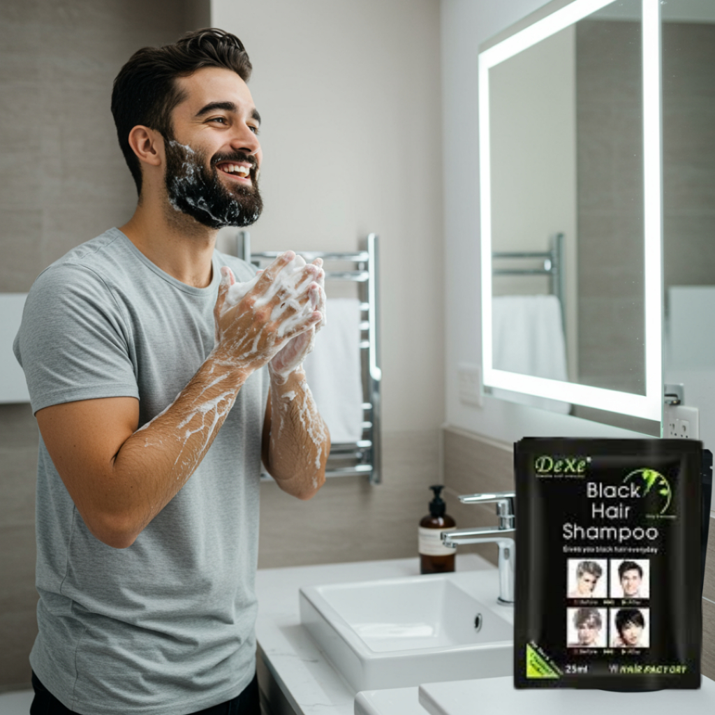 Shampoo escurecedor tonalizante tintura cabelos brancos e grisalhos e barba em 5 minutos - caixa com 10 saches