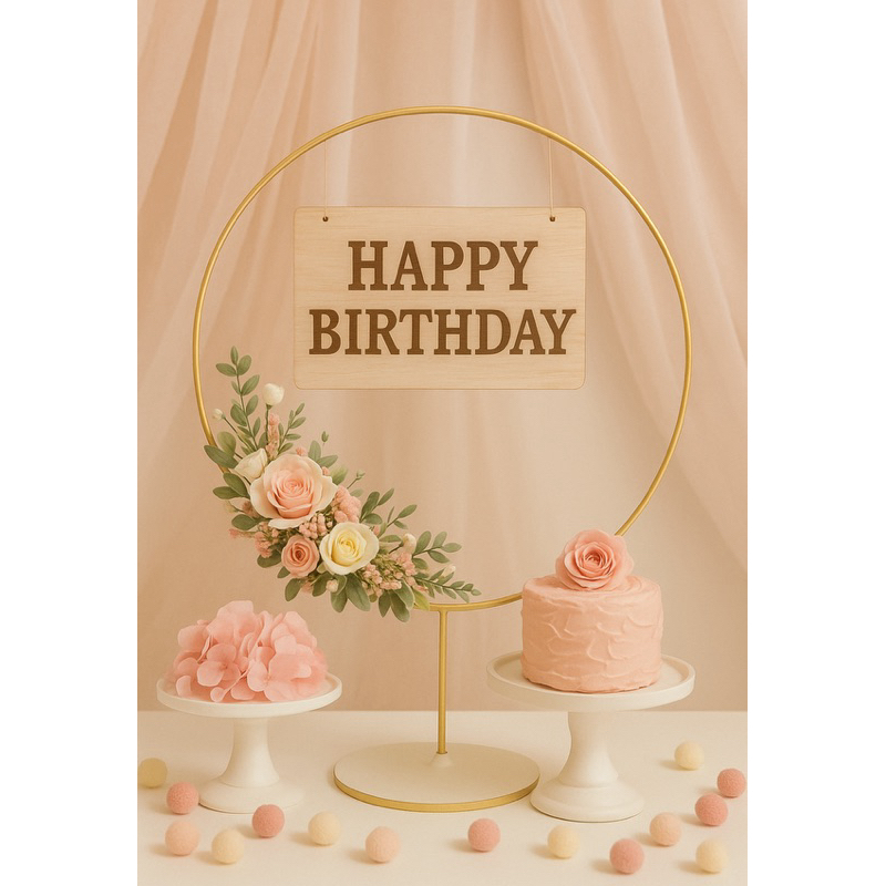 Mini Arco Redondo Dourado Decorativo – Estrutura para Festa, Mesa e Enfeite de Aniversário