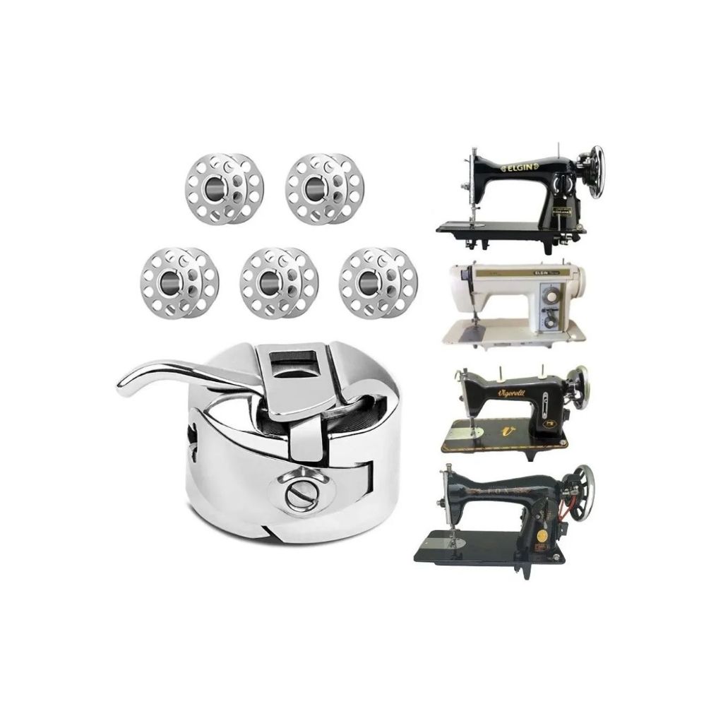 Kit Caixa De Bobina Com 5 Bobinas Máquina Reta Pretinha Elgin Vigorelli em Oferta na Shopee
