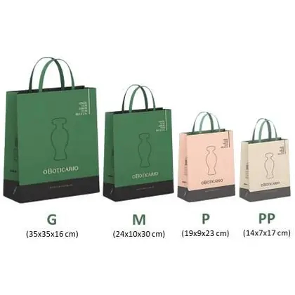 Kit com 10 sacolas Presente O Boticário - Escolha o Tamanho