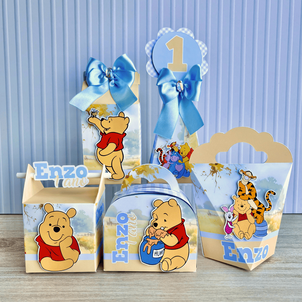 Kit de festa Personalizado Ursinho Pooh | Lembrancinha festa Ursinho Pooh | Aniversário Ursinho Pooh