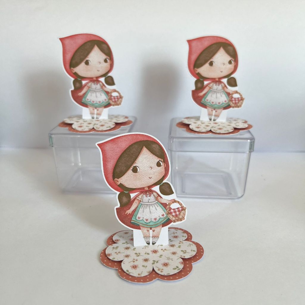 Kit Aplique 3D Tag Personalizada Chapeuzinho Vermelho Aplique em pé, Festa, Lembrancinha