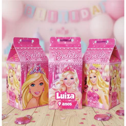 Kit Lembrancinha Barbie Decoração Papelaria 30 Caixinhas