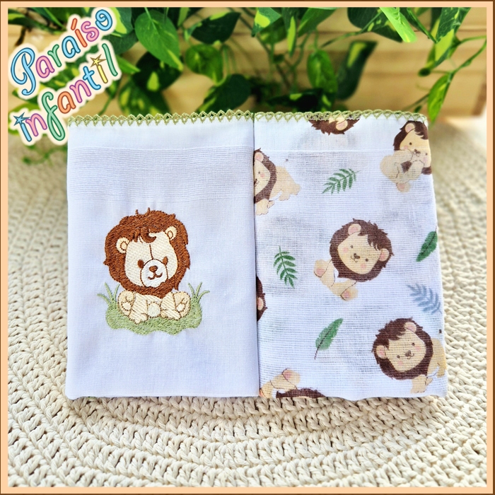 KIT 2 FRALDAS DE OMBRO ESTAMPADAS 2 UNDs | 33x67 cm | 100% Algodão |  DUPLA camada em Oferta na Shopee